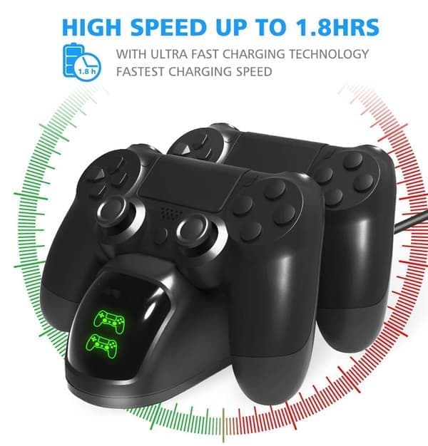 Dobbelt ladestation til to PS4/PS4 Slim/PS4 Pro controllere