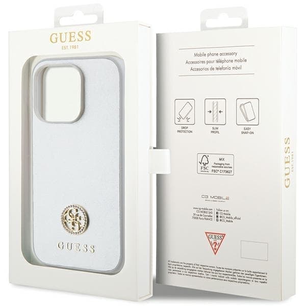 Guess Mobildeksel til iPhone 15 Pro 6.1 MagSafe Strass Metal Logo - Sølv