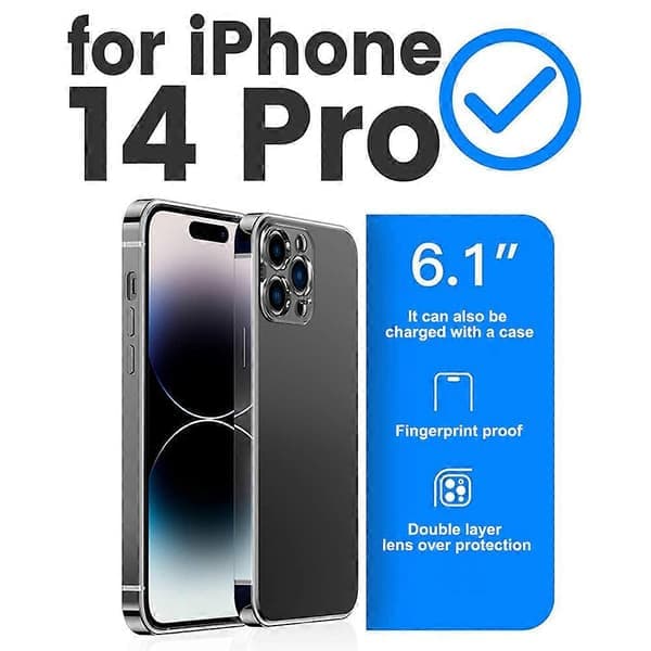 Iphone 14 Pro-deksel, rustfritt stål-deksel kompatibelt med Iphone 14 Pro-deksel-6,1 tommer-svart
