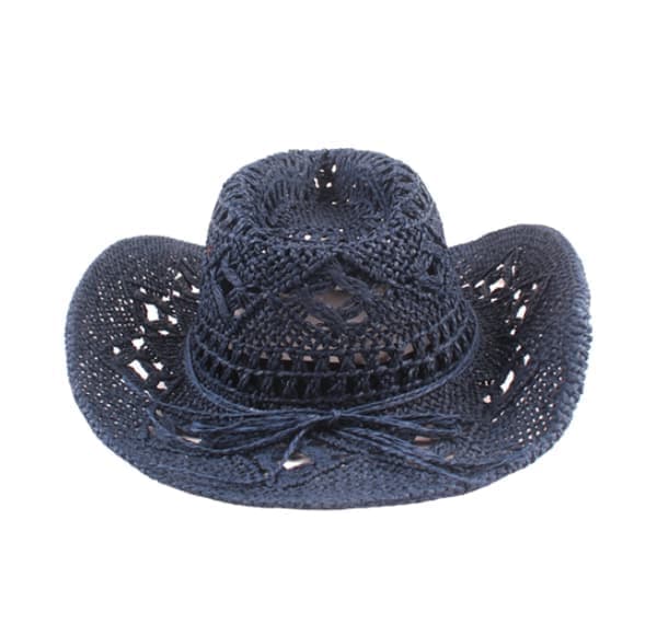 Stråcowboyhatt, hul solhatt med bred brem, marineblå Navy