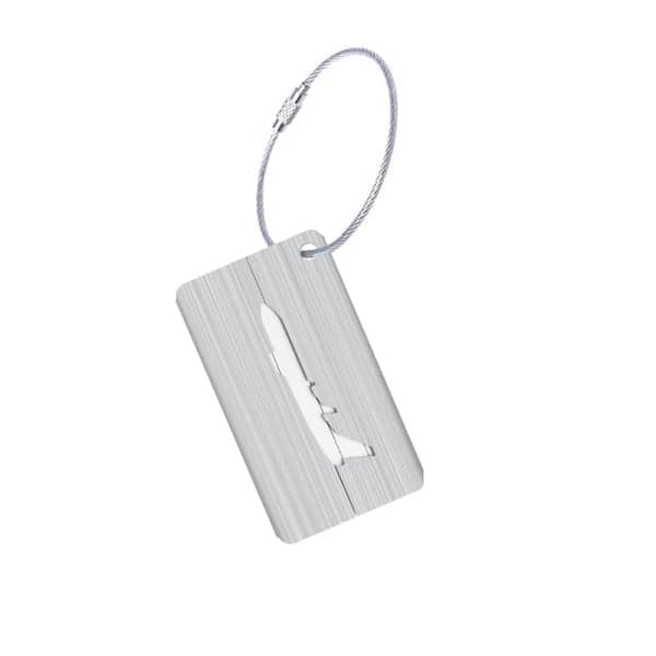 Bagtag i aluminium med flymotiv - Sølv