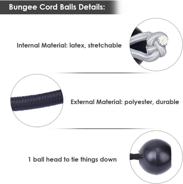 15 cm, 50 Bungee Ball-strammere, presenningsstrammere til pavilloner