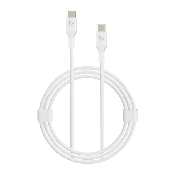Rvelon USB-C Ladekabel 60W Hurtiglading 2m - Hvit Hvit