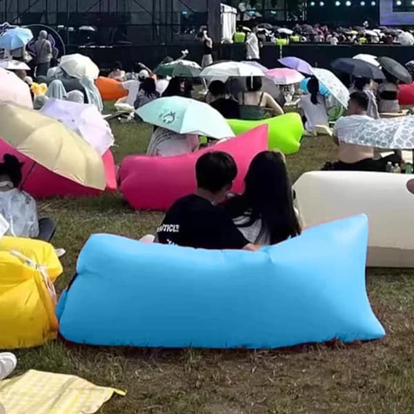 Oppustelig Lounger Air Sofa, Oppustelig Sofaseng Campingstol, Bærbar Dovnesofa Luftstol til Rejser/Camping/Vandreture/Strandfester Sort
