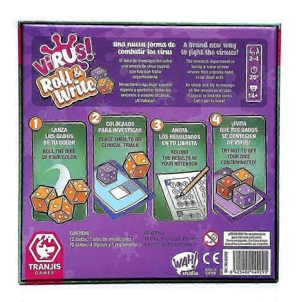 Game Factory Virus -lautapeli, Virus! Roll & Write -lisäosa, Virus Halloween -korttipeli, Virus 2 Evolution -perhepeli Virus Evolution Virus Evolution
