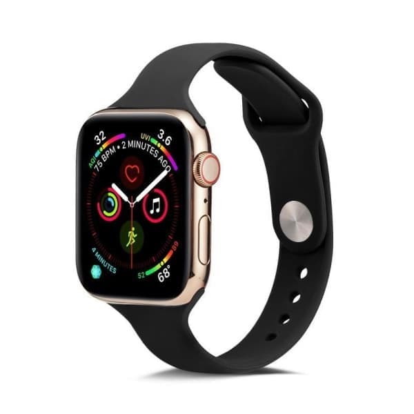 Apple Watch 38/40/41mm Slank Stilfuld Silikonerem Sort Sort Svart