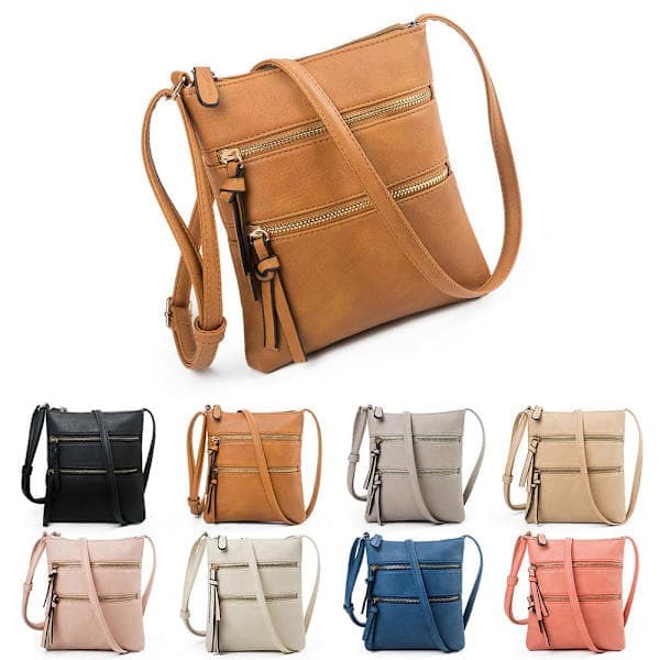 Crossbody taske til kvinder Lynlås LYS GRÅ Lysegrå Light grey