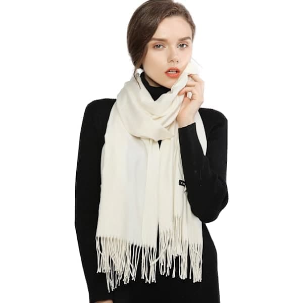 Pashmina Sjal og Wrap til Kvinder, Blødt Vinter Bryllupssjal til Kvinder, Elfenben Ivory