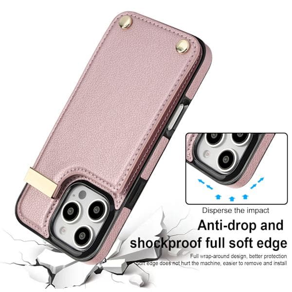 iPhone 12 Cover med Kortholder - Rosaguld