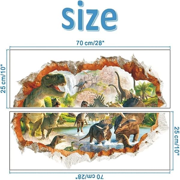 3D Väggtatuering, Dinosaurie Väggdekal för Barnrum