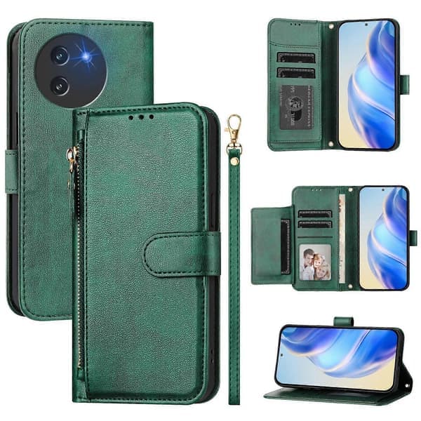 Læderpung-etui med lynlås og flere kortpladser (til Doogee Note 59 / Note 59 Pro)