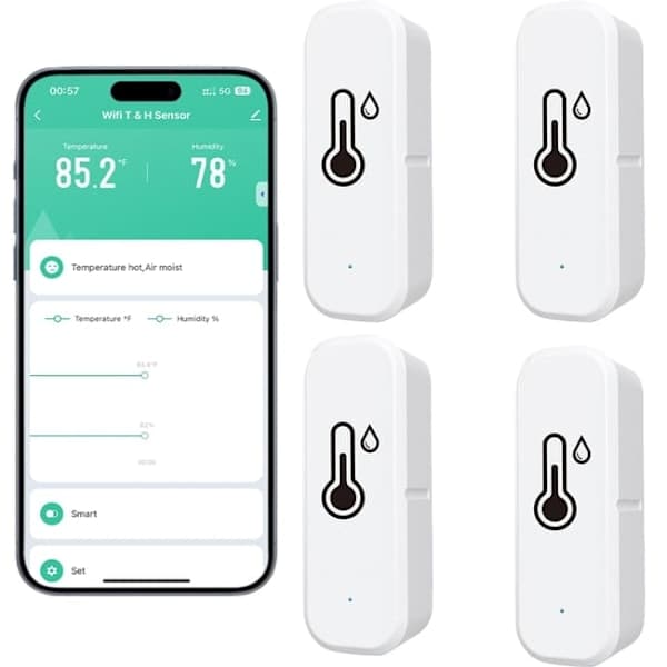 WiFi termometer och hygrometer med appkontroll och datalagring - 4-pack 4-pack