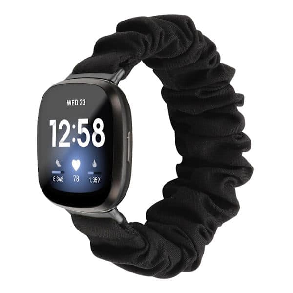 For Fitbit Versa 4/Sense 2 Scrunchie Klokkebånd Stoff Trykt Hårbånd Stropp Armbånd Leopard
