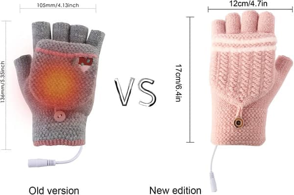 Opvarmede handsker, USB termiske handsker Unisex vinterhandsker Strikkede handsker Halvfingerhandsker med opvarmet beskyttelse