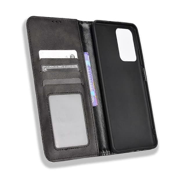 Til ZTE Blade V40 Pro Magnetisk Spænde Retro Tekstur Læderetui Sort