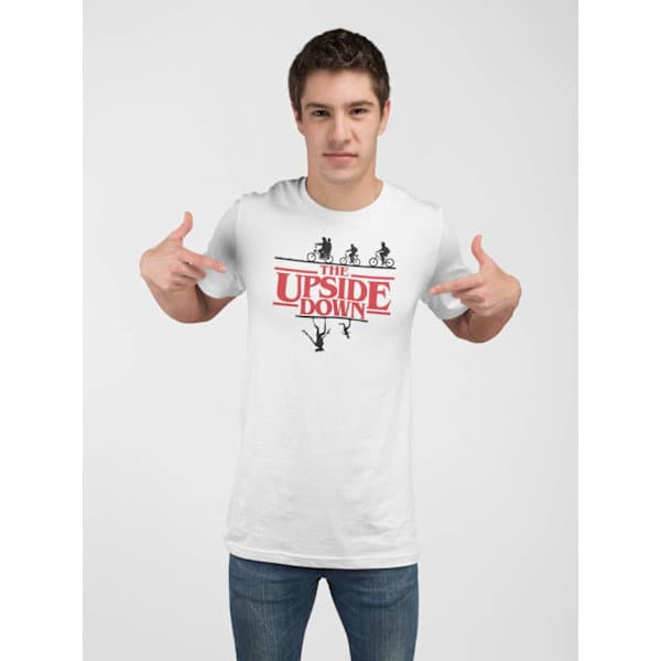 Stranger Things hvit t-skjorte - The Upside Down - Barn 152 152