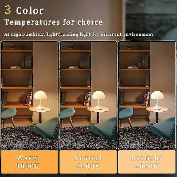 Trådløs soppbordslampe, retro sopplampe med dimbar LED nattlys