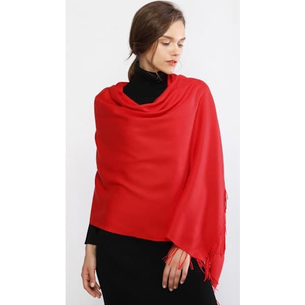 Pashmina sjal og wrap til kvinder, blødt vinterbryllupssjal til kvinder rød rød Red
