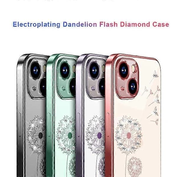 （pow yeah！）Galvanisering Diamant Løvetann TPU-deksel til iPhone 14 Plus
