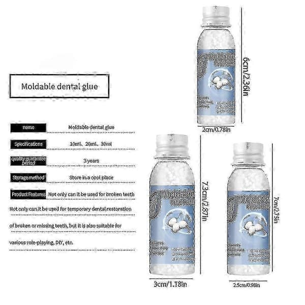 Permanent tandcement til stærk tandreparation - Protessefyldningssæt 20ml 20ml