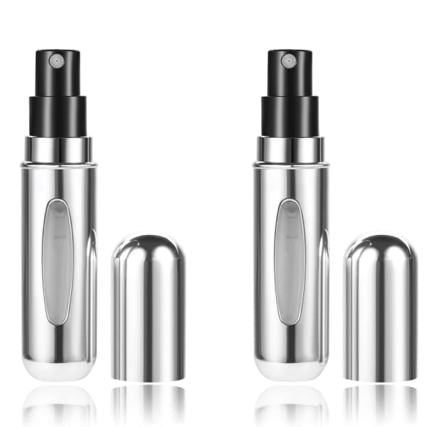 Mini genopfyldelige parfumeflasker 2-pak Sølv 5 ml Sølv Sølv