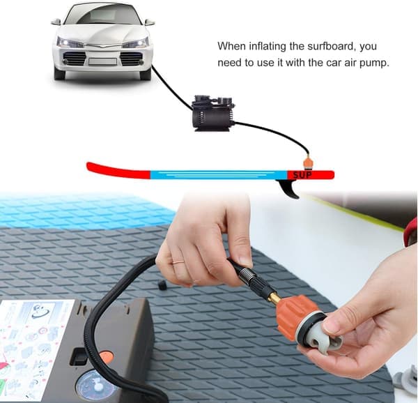 Universal ventiladapter, oppustningsadapter til SUP (stand-up paddleboards, kajakker). 1 stk, orange.