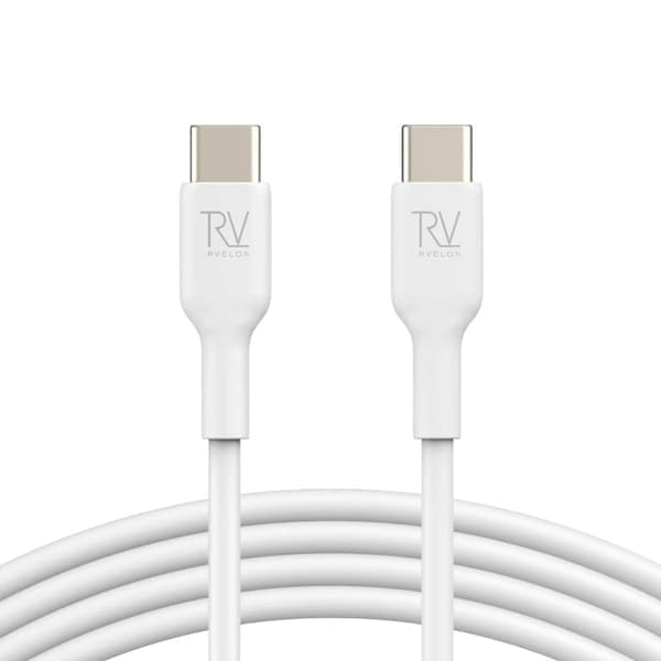 Rvelon USB-C Ladekabel 60W Hurtiglading 2m - Hvit Hvit