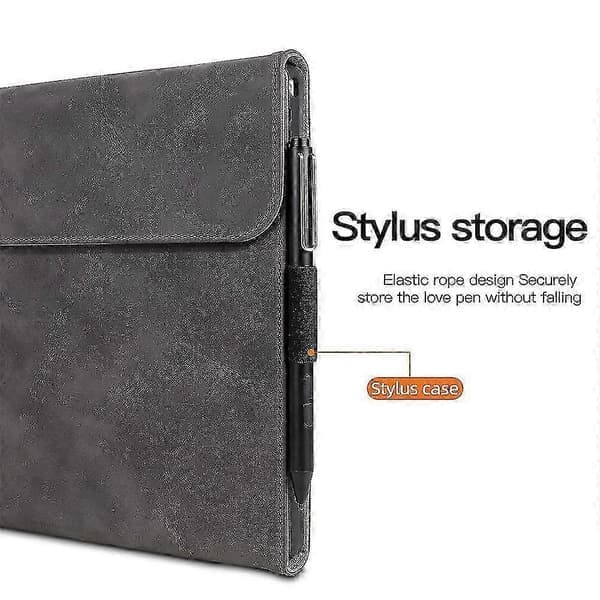 För Microsoft Surface Pro 4 / 5 / 6 / 7 PU Läder Surfplattefodral Stativ Tangentbordsfodral Med Pennhållare Grå Grey