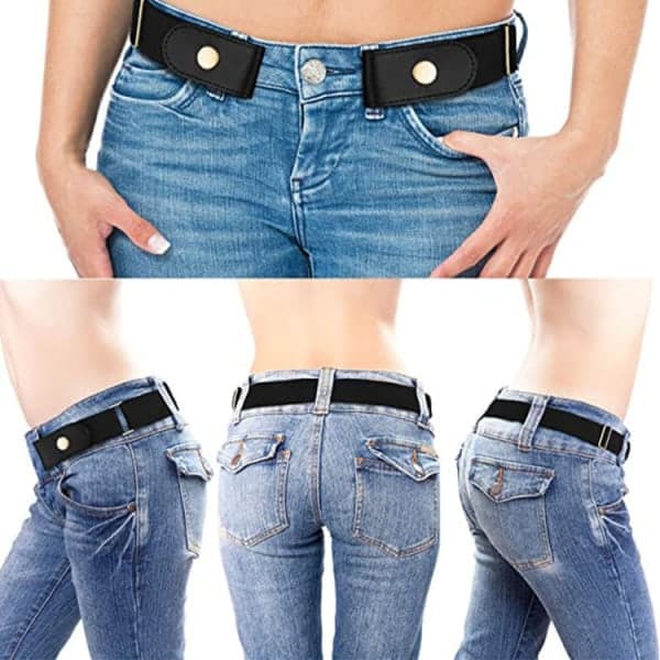 Taljebælte spændefrit justerbart bælte unisex elastiske bælter - julegave sort 80-100cm