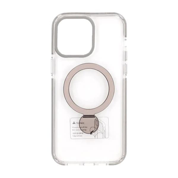 Pindun 360° roterende stativ magnetisk etui til iPhone 14 Pro Max grå gennemsigtig