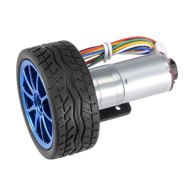 DIY Encoder Växelmotor med Monteringsfäste 65mm Hjulsats för Smart Bilrobot DC12V (100RPM)