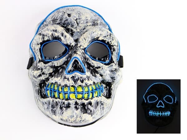 Maskdödskalle med Glowstrip Blå