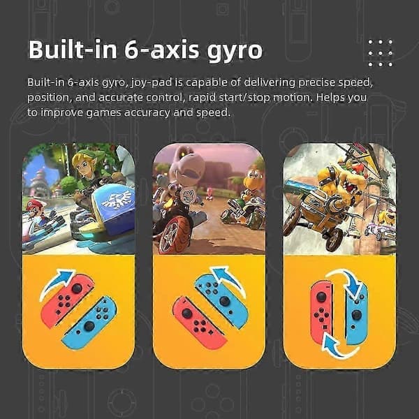Joycon Trådlös Handkontroll för Nintendo Switch, Stöder Väckningsfunktion, Vänster Höger Fjärrkontroll med Handledsrem Sky Sky