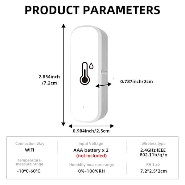 WiFi termometer og hygrometer med app-kontroll og datalagring - 4-pakning 4-pack