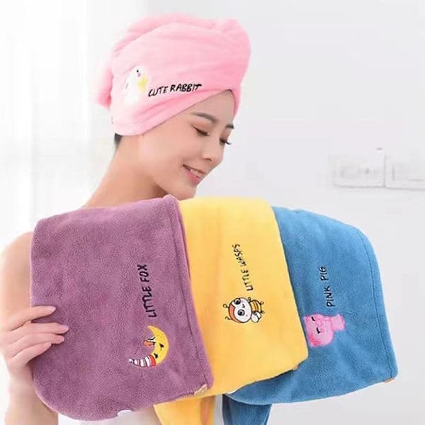 Blødt mikrofiberhårhåndklæde til kvinder, hurtigtørrende pink One Size