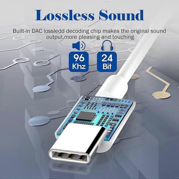 USB C til 3,5 mm hodetelefonkontaktadapter for iPhone 16/16