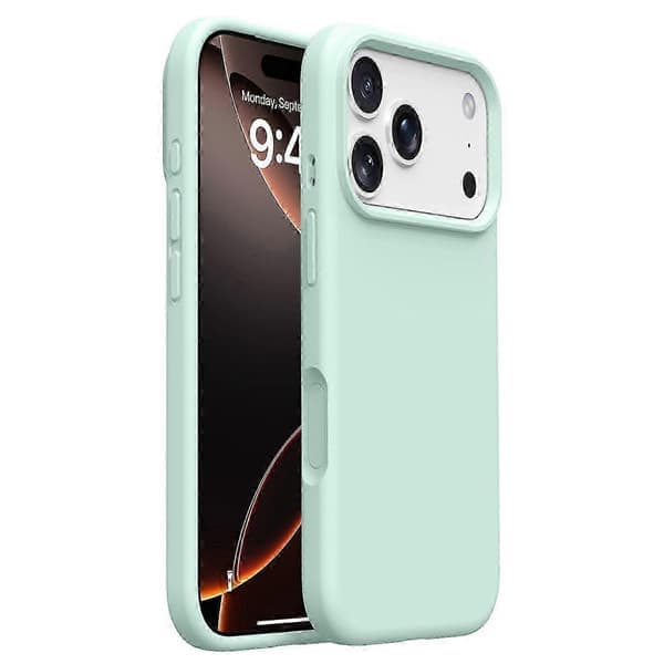 iPhone 17 Pro Max Fodral Mjukt Mikrofiberfoder, Flytande Silikon + PC-skydd Ljusgrön Ljusgrön Light Green