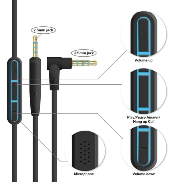 Erstatningslydkabel for Bose Quietcomfort Qc25 Qc35 Oe2 Oe2i Ae2
