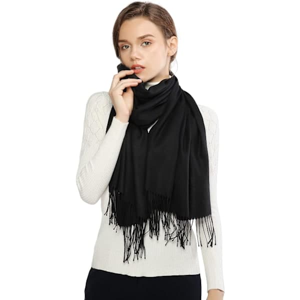 Dame Tørklæder Pashmina Sjaler og Wraps til Bryllup Tørklæder til Kvinder Vinter Sort Black