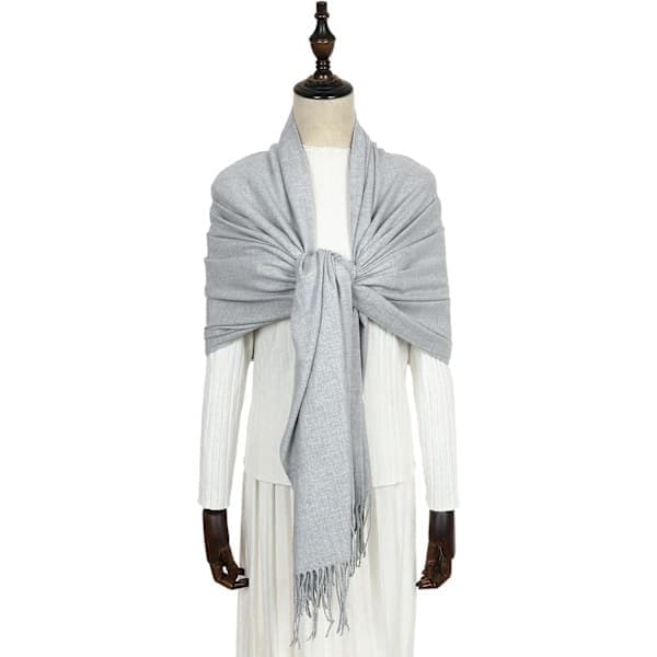 Pashmina sjal og wrap til kvinder, blødt vinterbryllupssjal til kvinder, elegant varmt wrap lysegrå Lysegrå Light Grey
