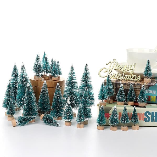 34 st Mini Julgran Vinterprydnad Skrivbord Fest Heminredning Barnpresent (A1)