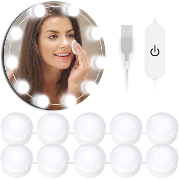 LED Spejllys Hollywood Style Makeup Belysning 10 Dæmpbar