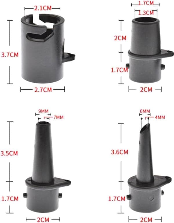 4 stk. luftventilbeslag - luftventiladapter - oppustelige pumpemundstykker - paddleboard-pumpemundstykker