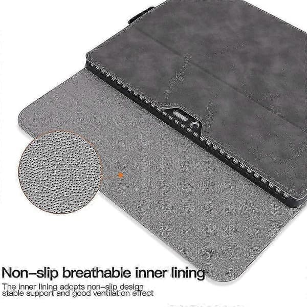 För Microsoft Surface Pro 4 / 5 / 6 / 7 PU Läder Surfplattefodral Stativ Tangentbordsfodral Med Pennhållare Grå Grey