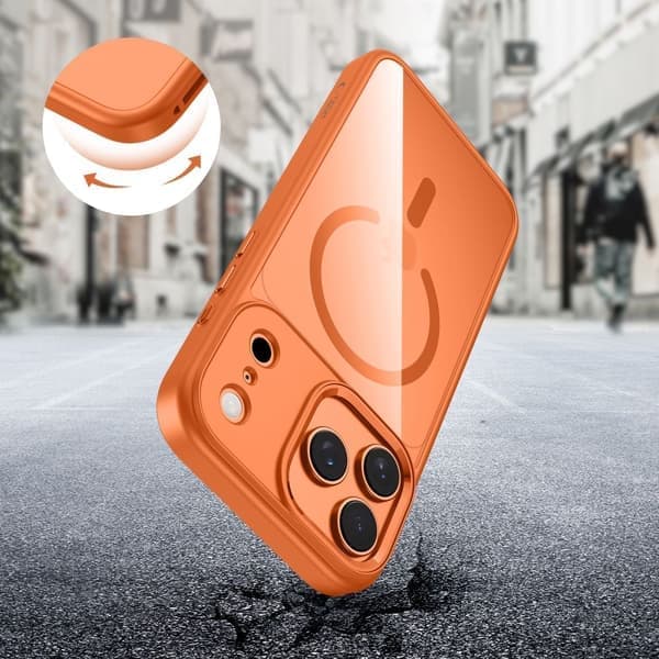 Tech-Protect iPhone 17 Pro -kuori MagSafe MagMat Cosmic Orange/Clear