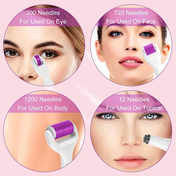 Titanium Microneedling Roller med utskiftbare hoder for ansikt og kropp