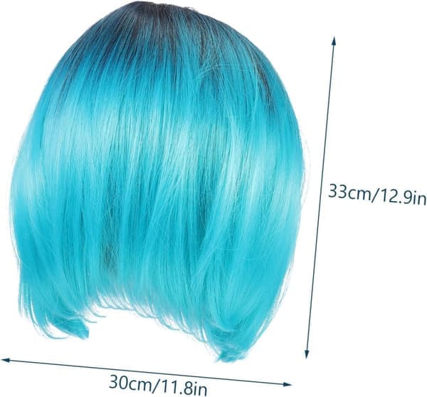 Bob-parykker Gradient Korte Rette Bob-parykker med Pannelugg Mote Hodeplagg Cosplay Daglig Tilbehør