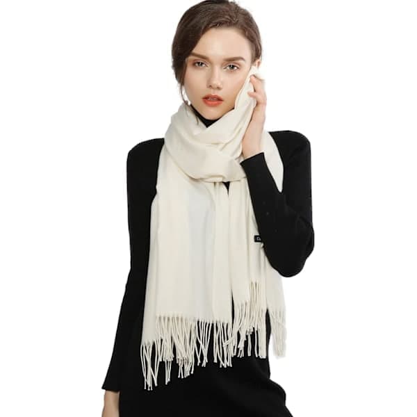 Pashmina Sjal og Wrap til Kvinder, Blødt Vinter Bryllupssjal til Kvinder, Elfenben Ivory