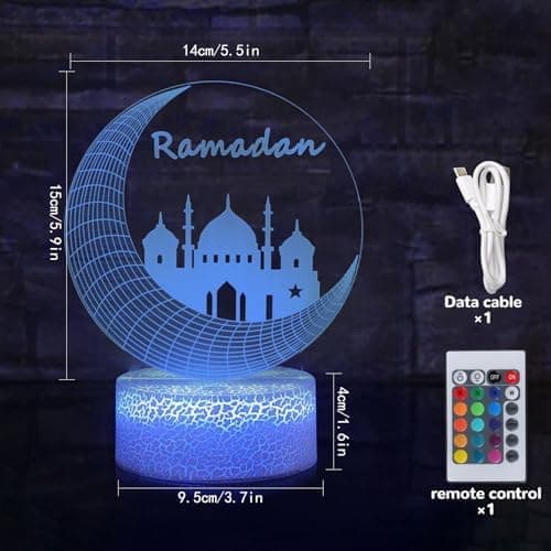 Ramadan dekorasjon LED-lampe, Ramadan dekorasjon, Eid Ramadan dekorative eventyrlys 16 farger
