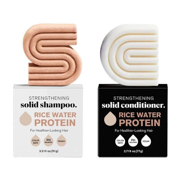 Styrkende shampoo og balsam med risvandsprotein, 2 stk i 1 sæt 2pcs 1set
